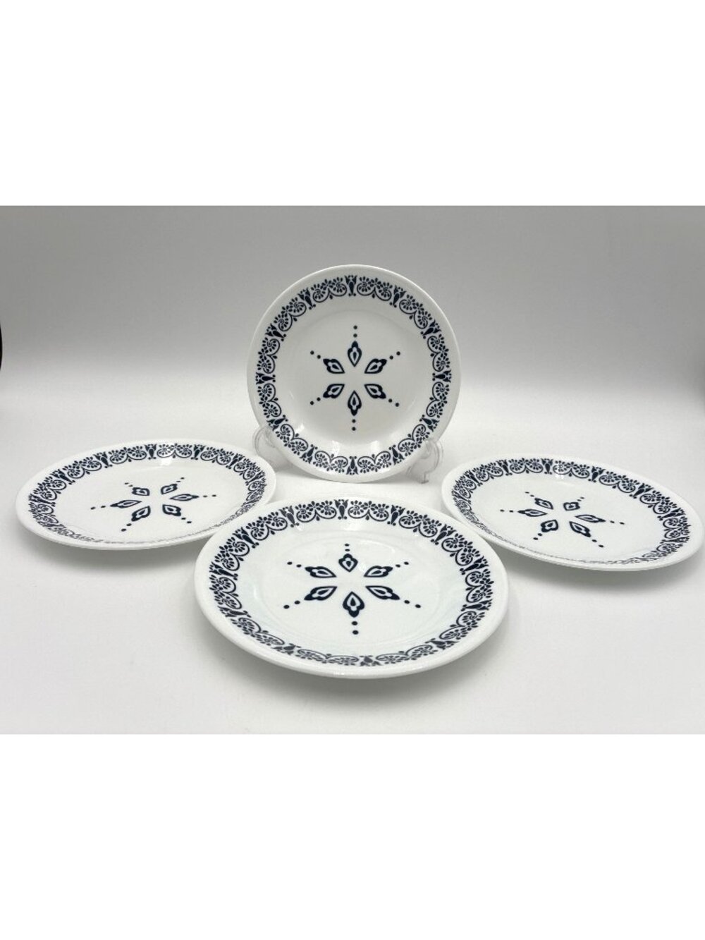 Set of 4 Corelle Florentia Dessert Salad Plates 6.75" Blue White Italian Design